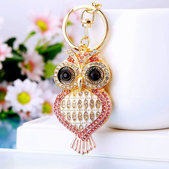 Wholesale Metal Cute Owl Shaped Car Keychain For Men And Women As Couple Bag Pendant Key Ring Gift