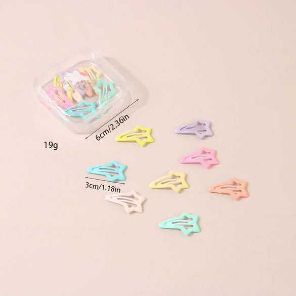 Wholesale Metal Dopamine Hairpin Candy Color Boxed Star Luminous Mini Cute Cartoon Geometric Bb Clip With Baking Paint
