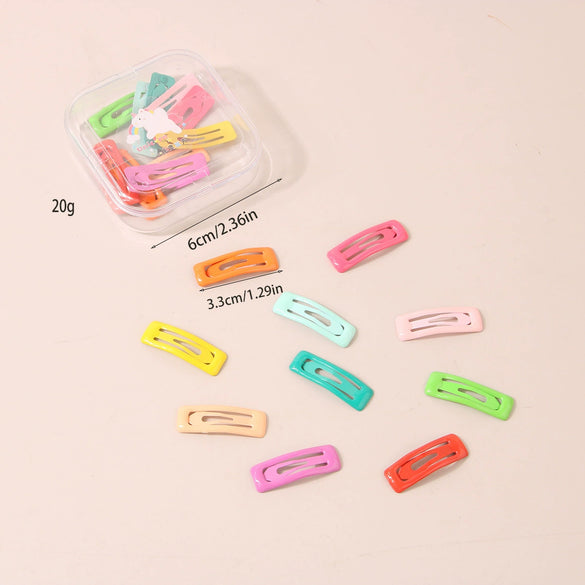Wholesale Metal Dopamine Hairpin Candy Color Boxed Star Luminous Mini Cute Cartoon Geometric Bb Clip With Baking Paint