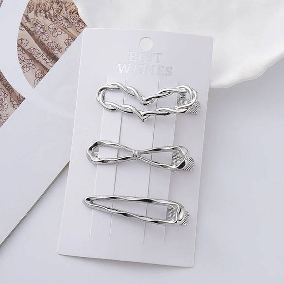 Wholesale Metal Duckbill Clip Hair Accessories For Ladies Zinc Alloy Wave Shaped Love Butterfly Design Electroplated