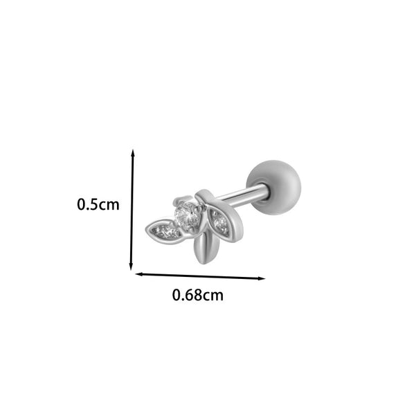 Wholesale Metal Ear Bone Nail With Copper Inlaid Zircon Heart Pattern Electroplated For Women