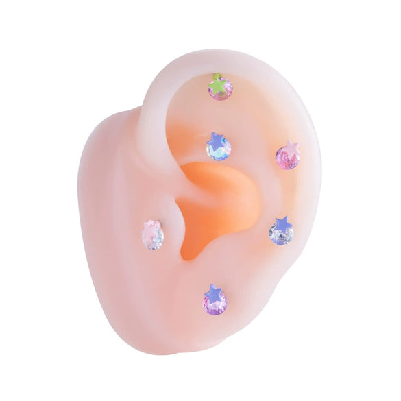 Wholesale Metal Ear Bone Nail With Copper Inlaid Zircon Star Pattern For Women Princess And Minimalist Style Electroplating Processing