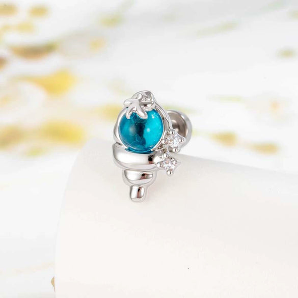Wholesale Metal Ear Bone Piercing With Conch Shape Fresh Microinlaid Zircon Electroplating Fashion Style