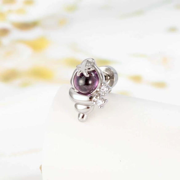 Wholesale Metal Ear Bone Piercing With Conch Shape Fresh Microinlaid Zircon Electroplating Fashion Style