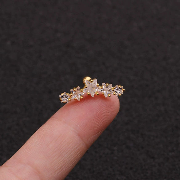 Wholesale Metal Ear Nails With Inlaid Zircon And Fivepointed Star Design