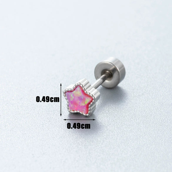 Wholesale Metal Earring With Star And Heart Shape Opal Inlay Highend Style