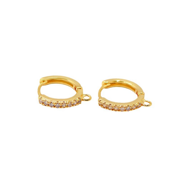 Wholesale Metal Earrings Accessories Gold Color Inlaid Zircon Round Electroplated