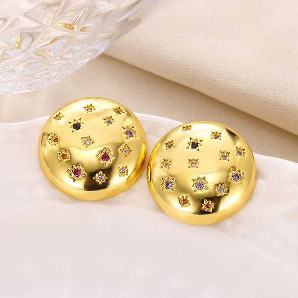 Wholesale Metal Earrings For Women Copper Geometric Sixpointed Star Electroplating Light Luxury Style