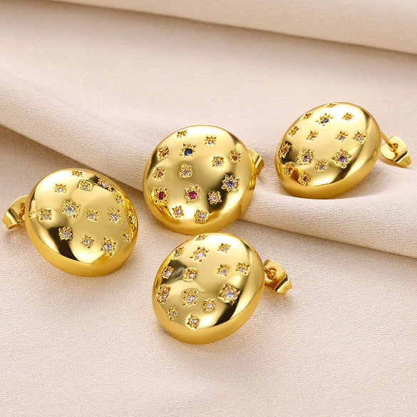 Wholesale Metal Earrings For Women Copper Geometric Sixpointed Star Electroplating Light Luxury Style