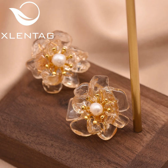 Wholesale Metal Earrings With Pearl And Flower Design Retro Elegant Electroplating For Women