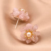 Wholesale Metal Earrings With Pearl And Flower Design Retro Elegant Electroplating For Women