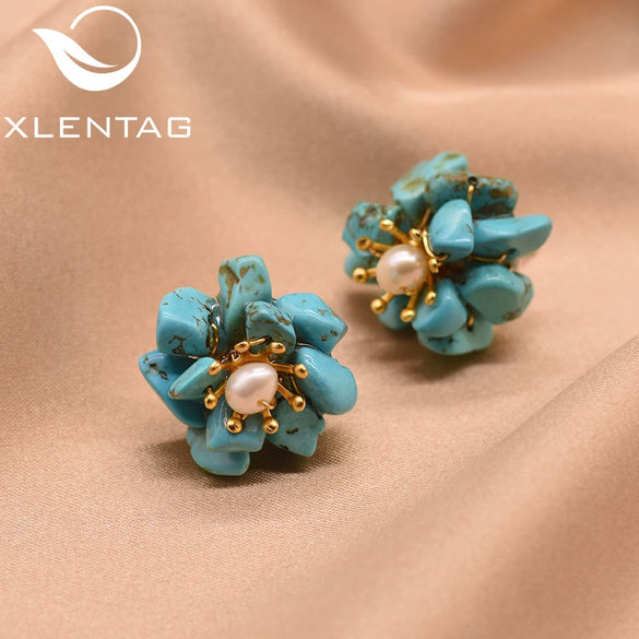 Wholesale Metal Earrings With Pearl And Flower Design Retro Elegant Electroplating For Women