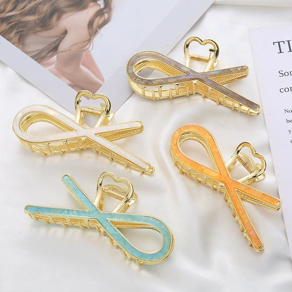 Wholesale Metal Electroplated Fashion Geometric Female Hair Accessories Shark Clip For Ponytail Fixing