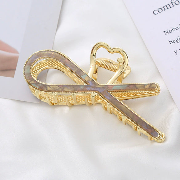 Wholesale Metal Electroplated Fashion Geometric Female Hair Accessories Shark Clip For Ponytail Fixing