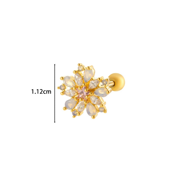 Wholesale Metal Electroplated Flower Star Moon Style Ear Bone Nail Cartilage Puncture Earrings For Women