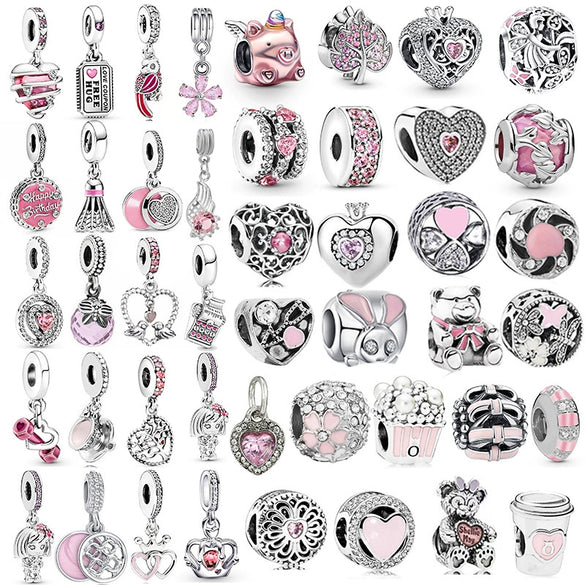 Wholesale Metal Electroplated Totem Pink Dripping Heart Popcorn Beaded Bracelet And Necklace Accessories