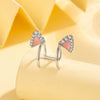 Wholesale Metal Electroplating Geometric Kitten Ear Bone Clip For Women Titanium Steel Micropaved Zircon Lovely Style Nonpierced
