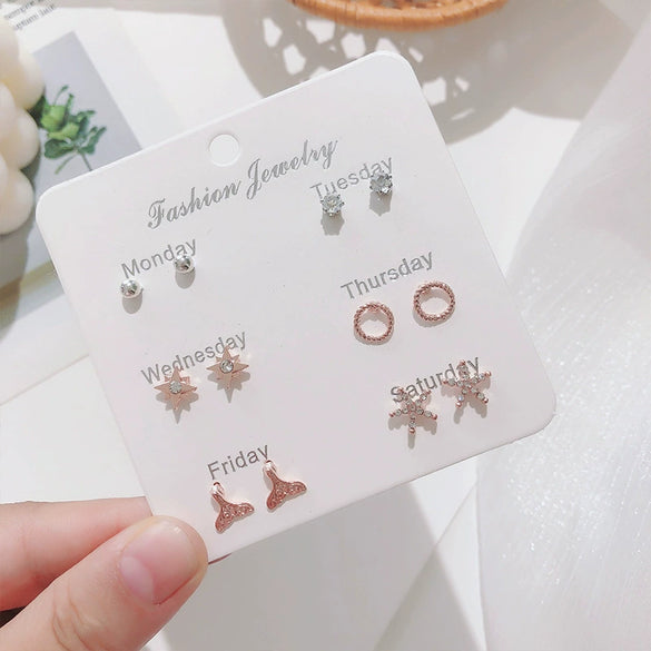 Wholesale Metal Elegant Pearl Bow Love Heart Dripping Oil Earring Set