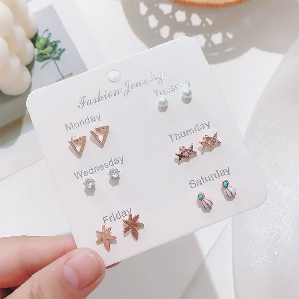 Wholesale Metal Elegant Pearl Bow Love Heart Dripping Oil Earring Set