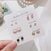 Wholesale Metal Elegant Pearl Bow Love Heart Dripping Oil Earring Set