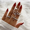 Wholesale Metal Elements Retro Diamond Hollow Butterfly Cross Snake Ring 6 Piece Set Alloy Electroplated For Women