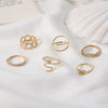 Wholesale Metal Elements Retro Diamond Hollow Butterfly Cross Snake Ring 6 Piece Set Alloy Electroplated For Women