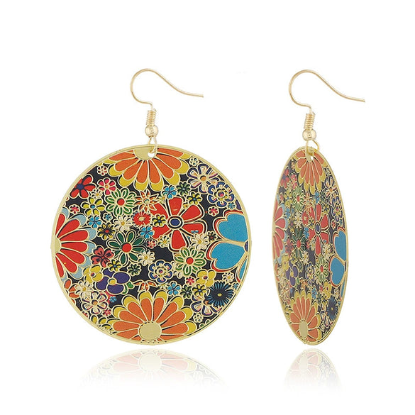 Wholesale Metal Fashion Exaggerated Floral Baking Paint Earrings