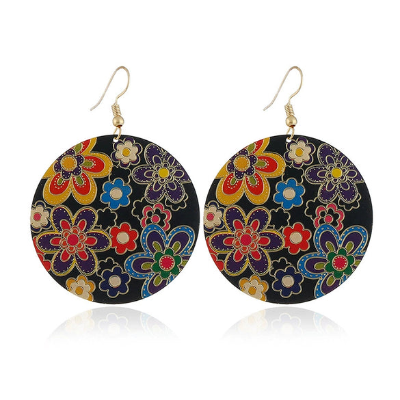 Wholesale Metal Fashion Exaggerated Floral Baking Paint Earrings
