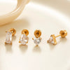 Wholesale Metal Fashion Flower Styling Stainless Steel Triangle Square Zircon Electroplated Women's Cartilage Puncture Ear Nail