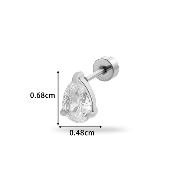 Wholesale Metal Fashion Flower Styling Stainless Steel Triangle Square Zircon Electroplated Women's Cartilage Puncture Ear Nail