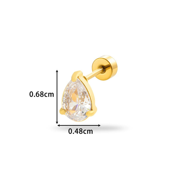 Wholesale Metal Fashion Flower Styling Stainless Steel Triangle Square Zircon Electroplated Women's Cartilage Puncture Ear Nail