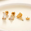 Wholesale Metal Fashion Flower Styling Stainless Steel Triangle Square Zircon Electroplated Women's Cartilage Puncture Ear Nail