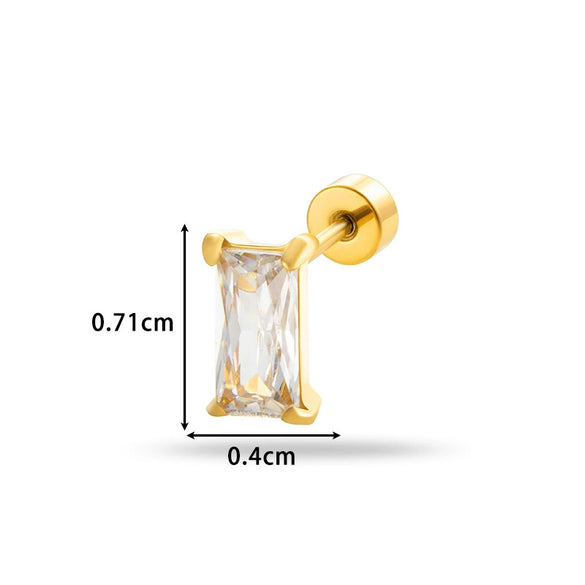 Wholesale Metal Fashion Flower Styling Stainless Steel Triangle Square Zircon Electroplated Women's Cartilage Puncture Ear Nail