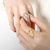 Wholesale Metal Fashionable Gold Plated Nonfading Irregular Heartshaped Titanium Steel Ring With Electroplating For Unisex