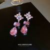 Wholesale Metal Flower Diamond Drop Earrings Fashion Luxury Style