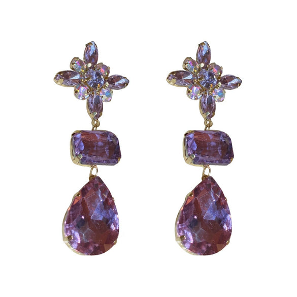 Wholesale Metal Flower Diamond Drop Earrings Fashion Luxury Style