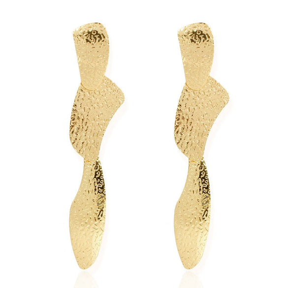 Wholesale Metal Flower Earrings Simple Retro Irregular Gold Plated For Women