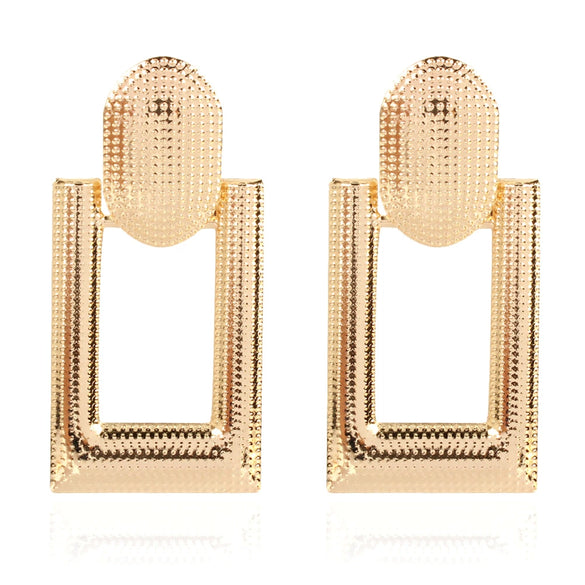 Wholesale Metal Flower Earrings Simple Retro Irregular Gold Plated For Women