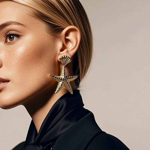 Wholesale Metal Flower Earrings Simple Retro Irregular Gold Plated For Women