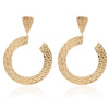 Wholesale Metal Flower Earrings Simple Retro Irregular Gold Plated For Women