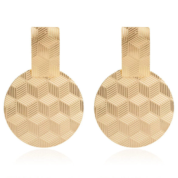 Wholesale Metal Flower Earrings Simple Retro Irregular Gold Plated For Women