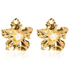 Wholesale Metal Flower Earrings Simple Retro Irregular Gold Plated For Women