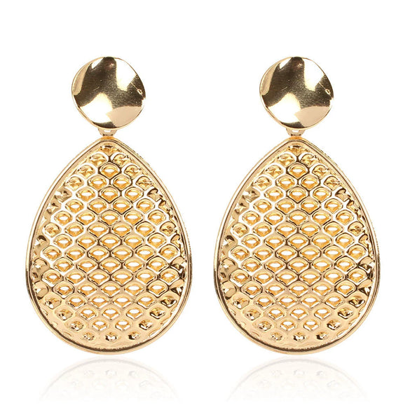 Wholesale Metal Flower Earrings Simple Retro Irregular Gold Plated For Women