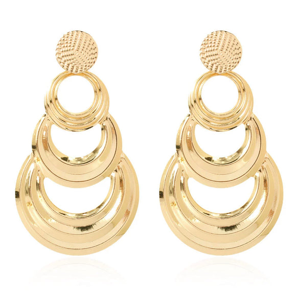 Wholesale Metal Flower Earrings Simple Retro Irregular Gold Plated For Women