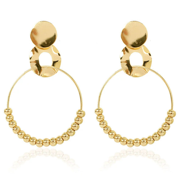 Wholesale Metal Flower Earrings Simple Retro Irregular Gold Plated For Women