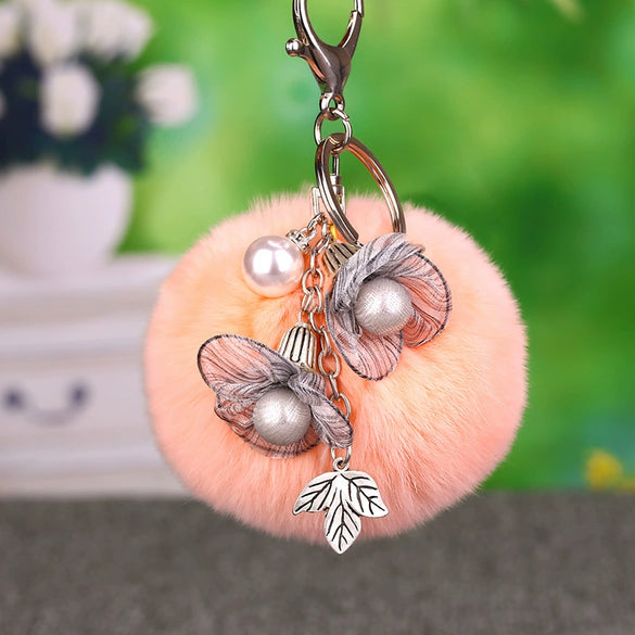 Wholesale Metal Flower Keychain Pendant For Female Plush And Cute Design