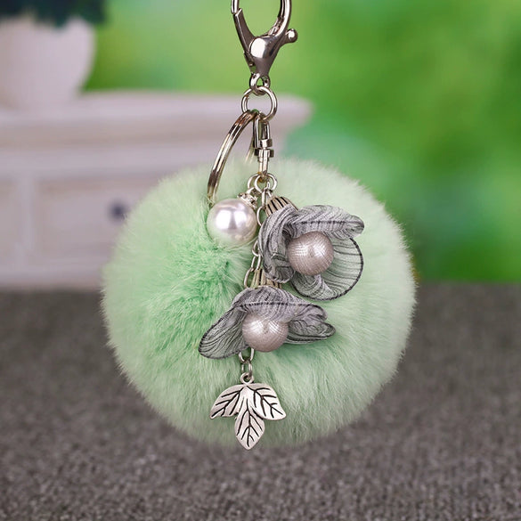 Wholesale Metal Flower Keychain Pendant For Female Plush And Cute Design