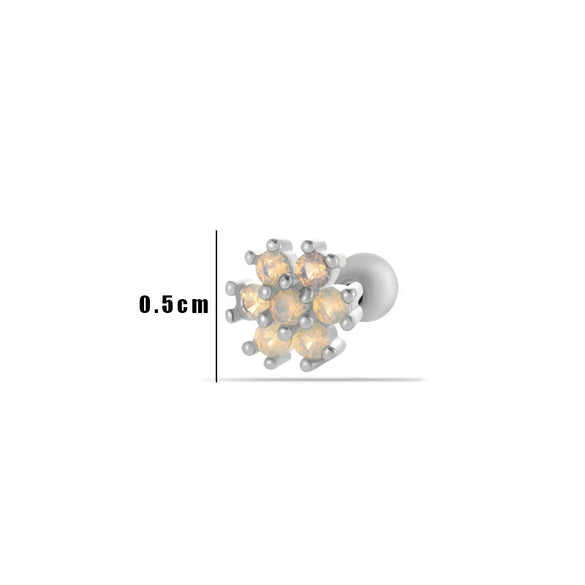 Wholesale Metal Flower Pattern Electroplated Titanium Steel Thin Rod Double Head Screw Women's Niche Cartilage Earrings