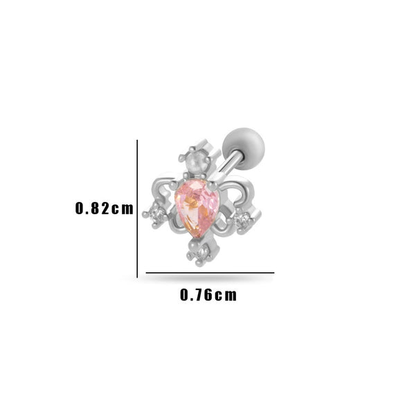 Wholesale Metal Flower Pattern Electroplated Titanium Steel Thin Rod Double Head Screw Women's Niche Cartilage Earrings