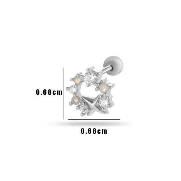 Wholesale Metal Flower Pattern Electroplated Titanium Steel Thin Rod Double Head Screw Women's Niche Cartilage Earrings